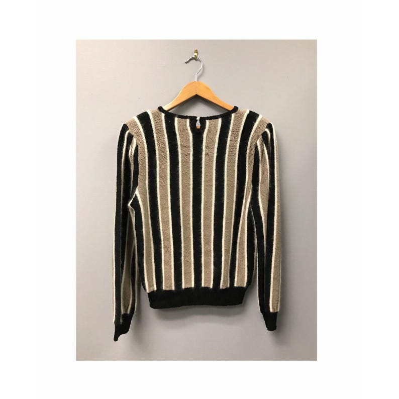 vintage 1980s striped sweater M retro petite 80s image 3