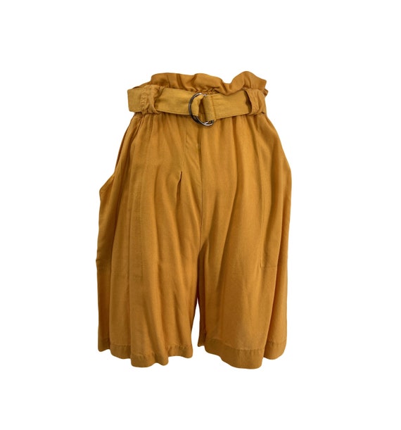 vintage 80s 90s high rise shorts mustard yellow