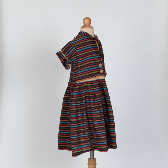 Vintage 1950s striped girls dress - image 6