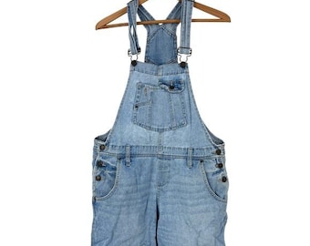Y2K LEI Womens Denim Shorts Overalls Shortalls Size Large wide leg
