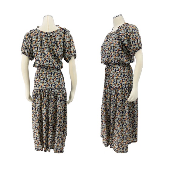 vintage 70s floral midi dress prairie boho 1970s - image 5