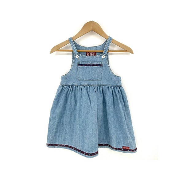 Vintage 90s Bongo Dress Girls Kids 1990s Embroidered Denim Jumper 5T Etsy