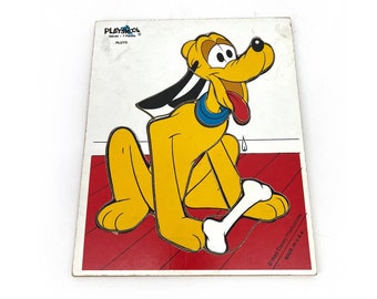 vintage Playskool board puzzle Pluto Disney 7 piece USA Mickey Mouse dog