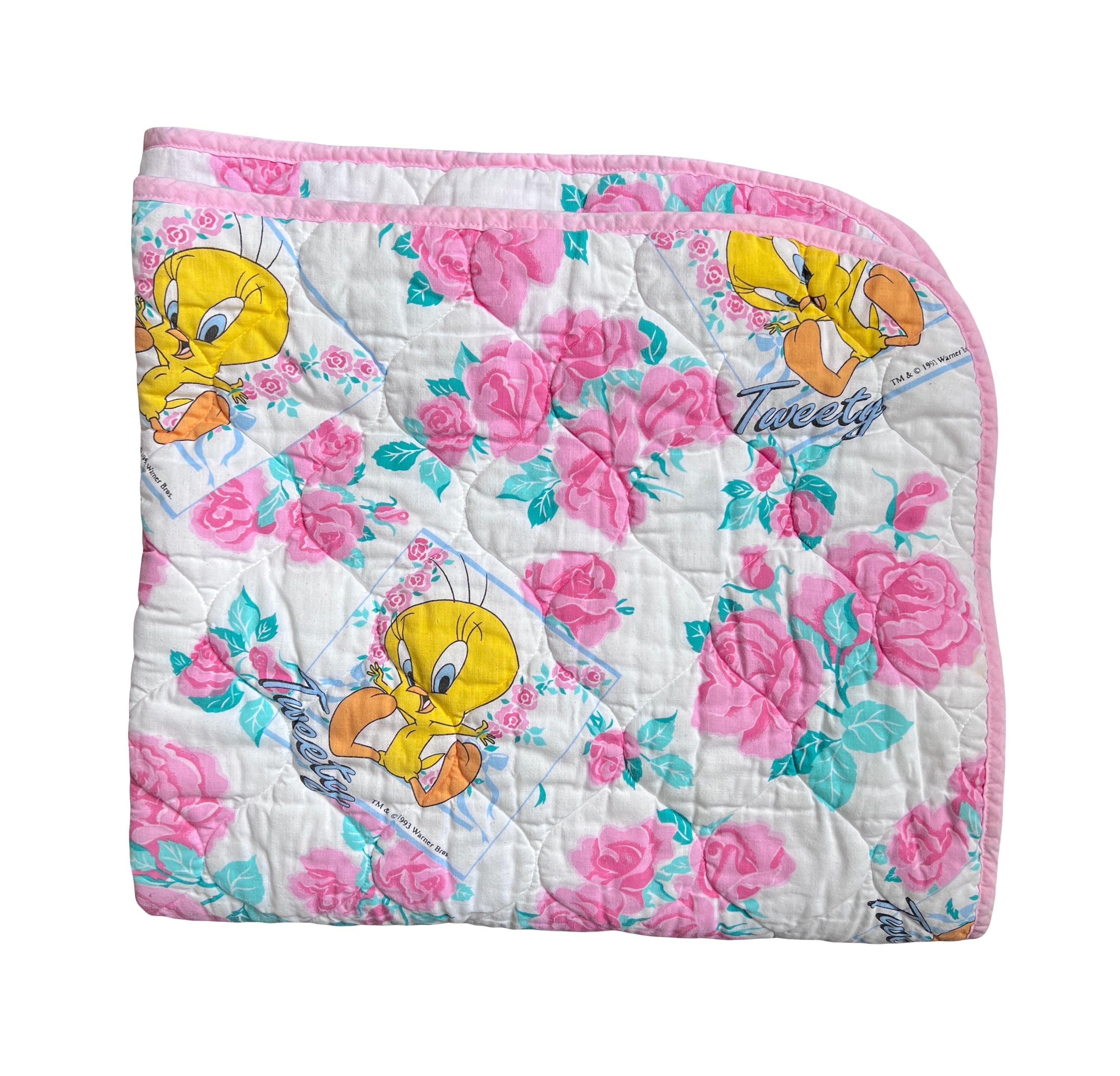 ヴィンテージ トゥイーティー ブランケット Vintage Looney Tunes Tweety Bird Fleece 46” X 63” Throw