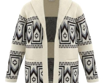 Vintage 70s Cardigan Mens Medium Shawl Collar Open Front