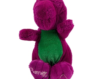 Peluche vintage de Barney el Dinosaurio con la boca cerrada, de los años 90.