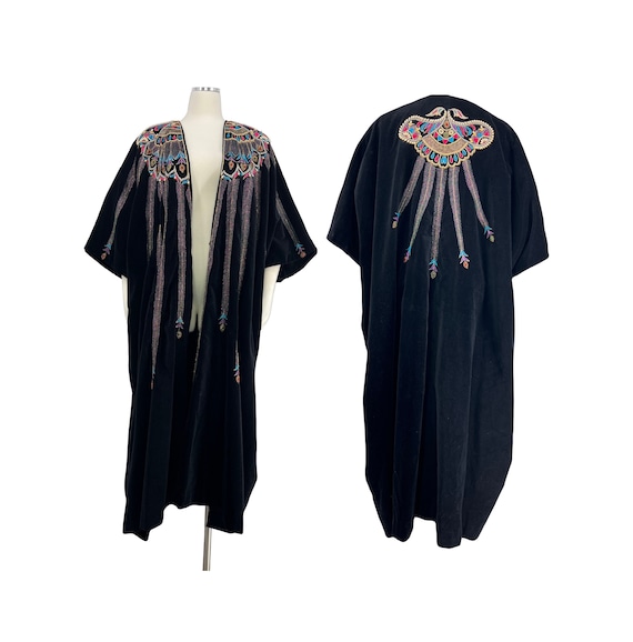 Vintage cloak cape embroidered beaded - image 1