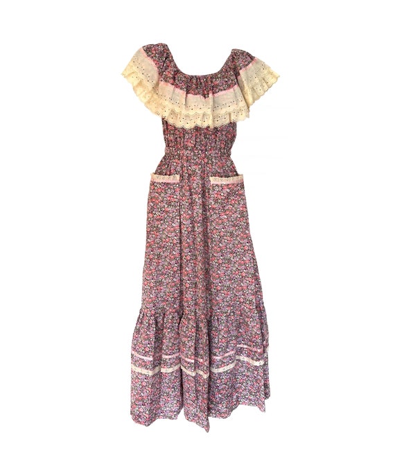vintage 1960s floral maxi dress Young Edwardian