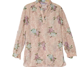 vintage 1970s sheer floral blouse