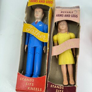 vintage 1940s Renewal dollhouse family dolls mom dad baby sister box image 4