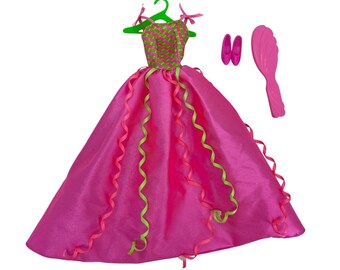 Vintage 1998 Barbie Birthday Party Dress with accessories