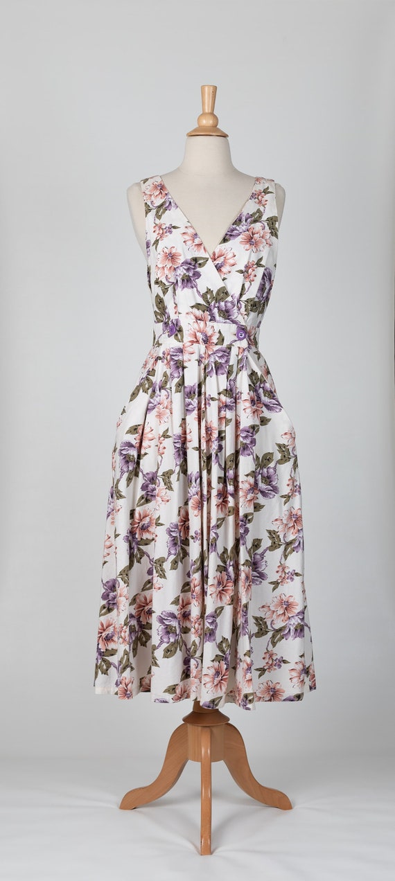 floral midi dress | 80s floral dress - image 2