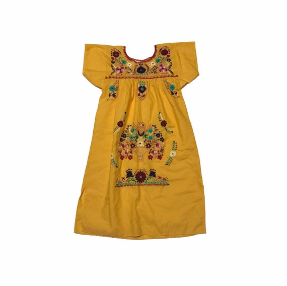 vintage Oaxacan girls dress embroidered floral Me… - image 1