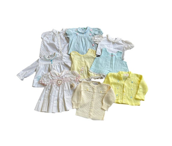 vintage baby girls clothing lot bundle tops, dres… - image 1