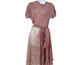 Vestido vintage de gasa y encaje de los años 40 y 50, TAL CUAL