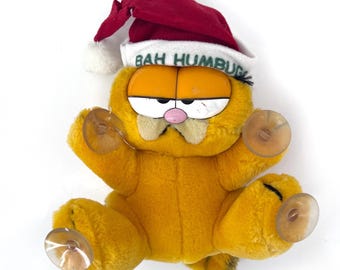 vintage Garfield window cling stuffed animal plushie 80s Bah Humbug