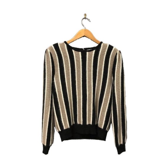 vintage 1980s striped sweater M retro petite 80s