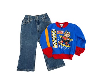 vintage 90s boys Levi’s jeans and sweatshirt outfit