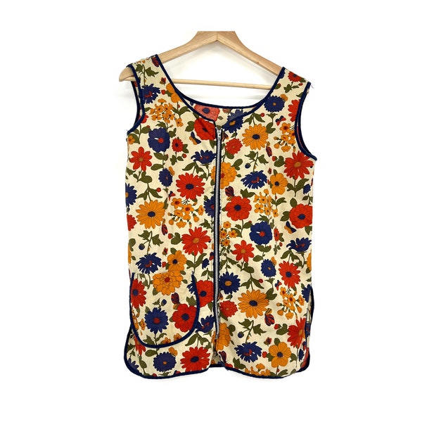 vintage 1960s floral smock apron