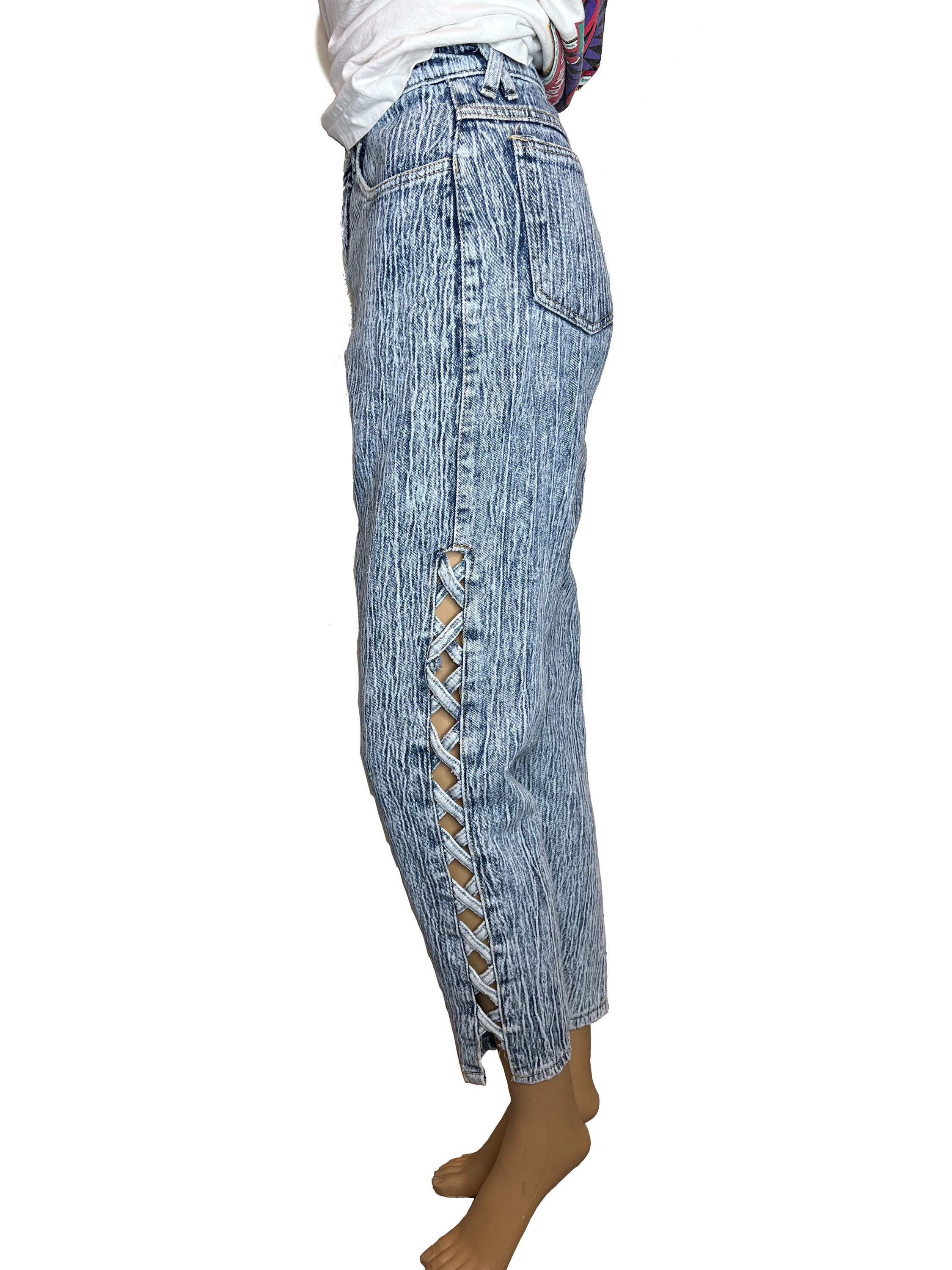 Vintage 80s Acid Wash Baccini Jeans High Rise Cropped Lattice | Etsy