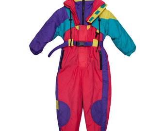 vintage 80s 90s kids one piece ski suit snowsuit