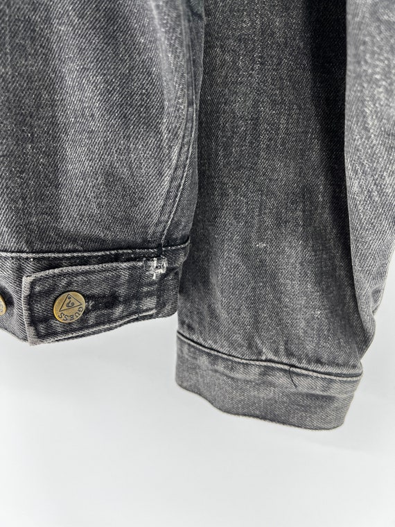vintage 80s Guess denim jean jacket faded black 1… - image 6