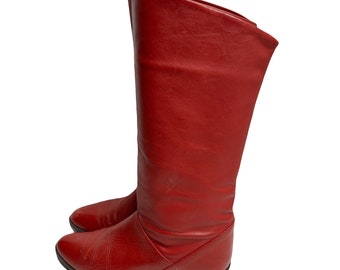 vintage 80s red leather boots