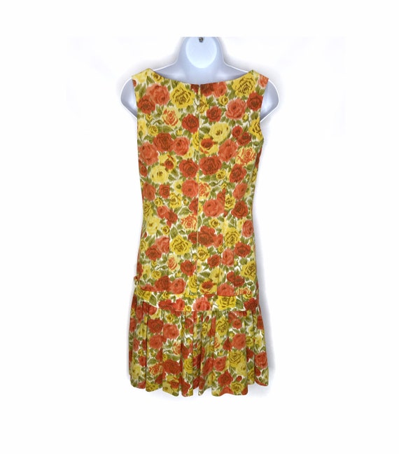 vintage 1960s floral drop waist dress 60s sleevel… - image 4