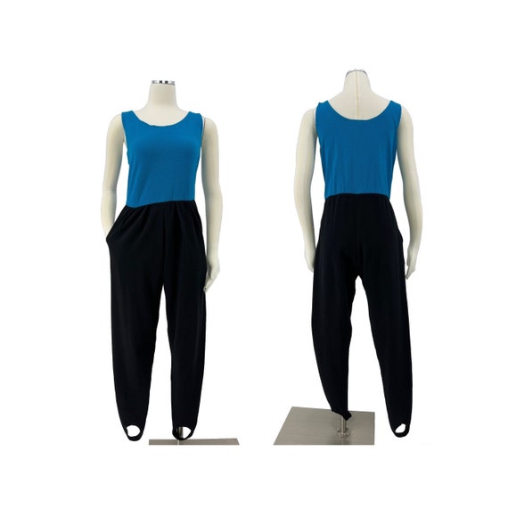 vintage 80s jumpsuit stirrups colorblock 1980s PG 