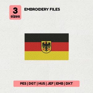 Germany Flag Embroidery Design, German Federal Shield Coat of Arms, Bundesadler Eagle National Symbol, 3 Sizes