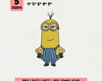 Funny Yellow Cartoon Embroidery, Kevin the Minion Machine File, Digital Download, 5 Sizes