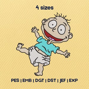 Tommy Pickles Embroidery Design, Funny Cartoon Machine Embroidery File, Baby Character 4 sizes, instant Download