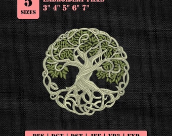Tree of Life Embroidery Design, Nature Kawaii Machine Embroidery File, Instant download