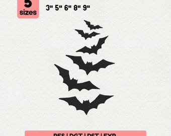 Flying Bats Machine Embroidery – Summerween Holiday Stich – Spooky Gothic Design – 5 Sizes