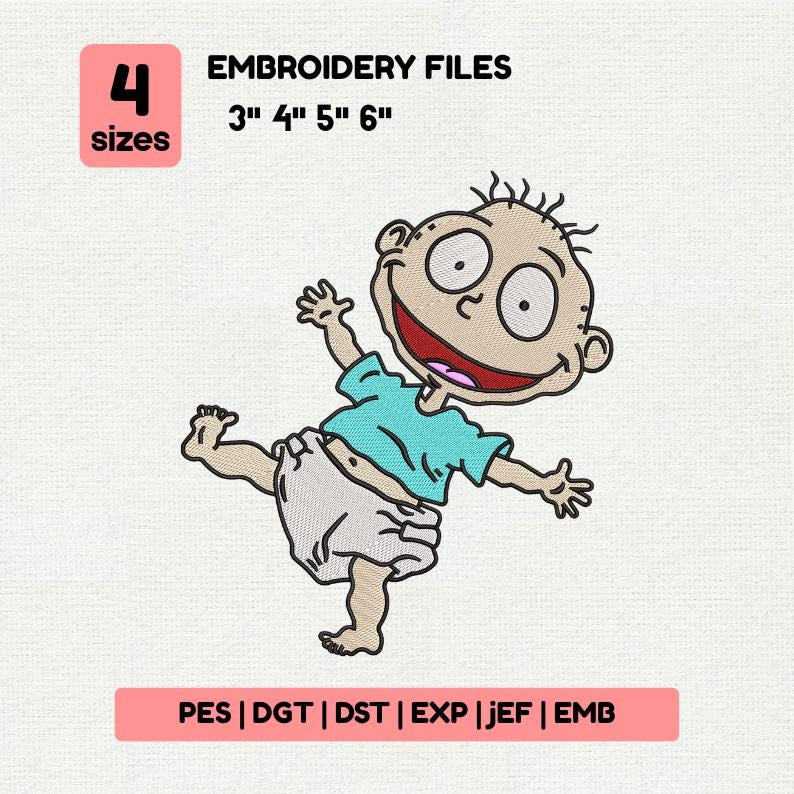 Tommy Pickles Embroidery Design, Funny Cartoon Machine Embroidery File, Newborn Baby , 4 sizes
