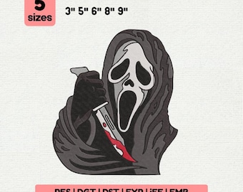 Horror Ghost Face Embroidery Design - Scream Killer Mask Machine Embroidery File - 5 sizes