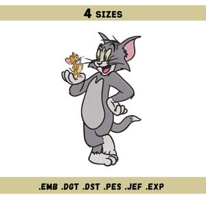 Tom and Jerry Embroidery Design –  Cute Cartoons Machine Embroidery Pattern – Embroidery for kids - 4 sizes - Instant download