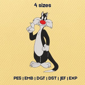 Cartoon Looney Tunes Sylvester the Cat Embroidery Design – Childhood Cartoon nostalgia Machine Embroidery File – Digital file – 4 sizes