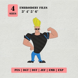 Cartoon Man Embroidery Design, Muscle Pose Machine embroidery, Gym Guy patch, 5 Sizes