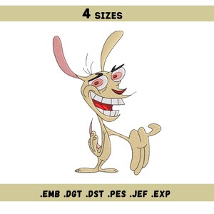 Ren Cartoon Embroidery file – funny Cartoon character machine embroidery – 4 sizes – Instant download