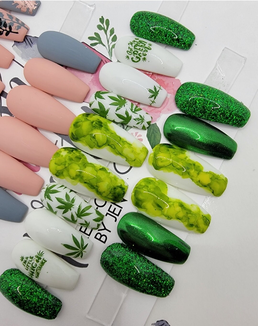 Weed 420 Marijuana Nails Fake Nails Press-ons Handpainted Custom False  Nails - Etsy