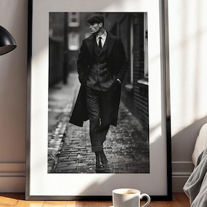 Retro masculine wall art for Man Cave & Room Decor | Vintage Gentleman Walking | Black and white photography | vintage wallart and poster