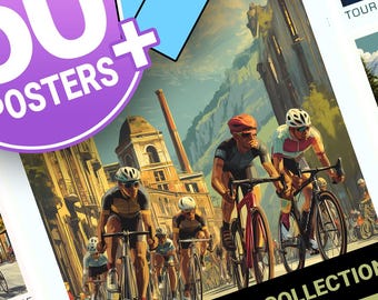 Tour de France Radsport-Poster-Set, Radsport-Druck, Tour de France-Druck, Fahrrad-Wandbild (Digitaler Download)