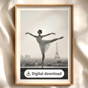 パリのバレリーナの写真 – 白鳥の湖のプリントと黒鳥の絵画、優雅な壁アート愛好家のための優美なバレリーナのポスター、バレエ写真