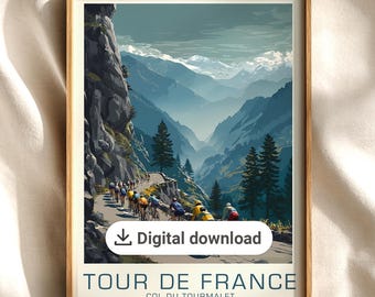 Col du Tourmalet (set van 3), print Tour de France, wielerschilderij, fietsschilderij, wielerposter, poster Tour de France, wielrennen