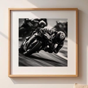 Motorcycle gifts | Motorcycle Wall Art | Large Man Cave Decor Print | Black and white photography