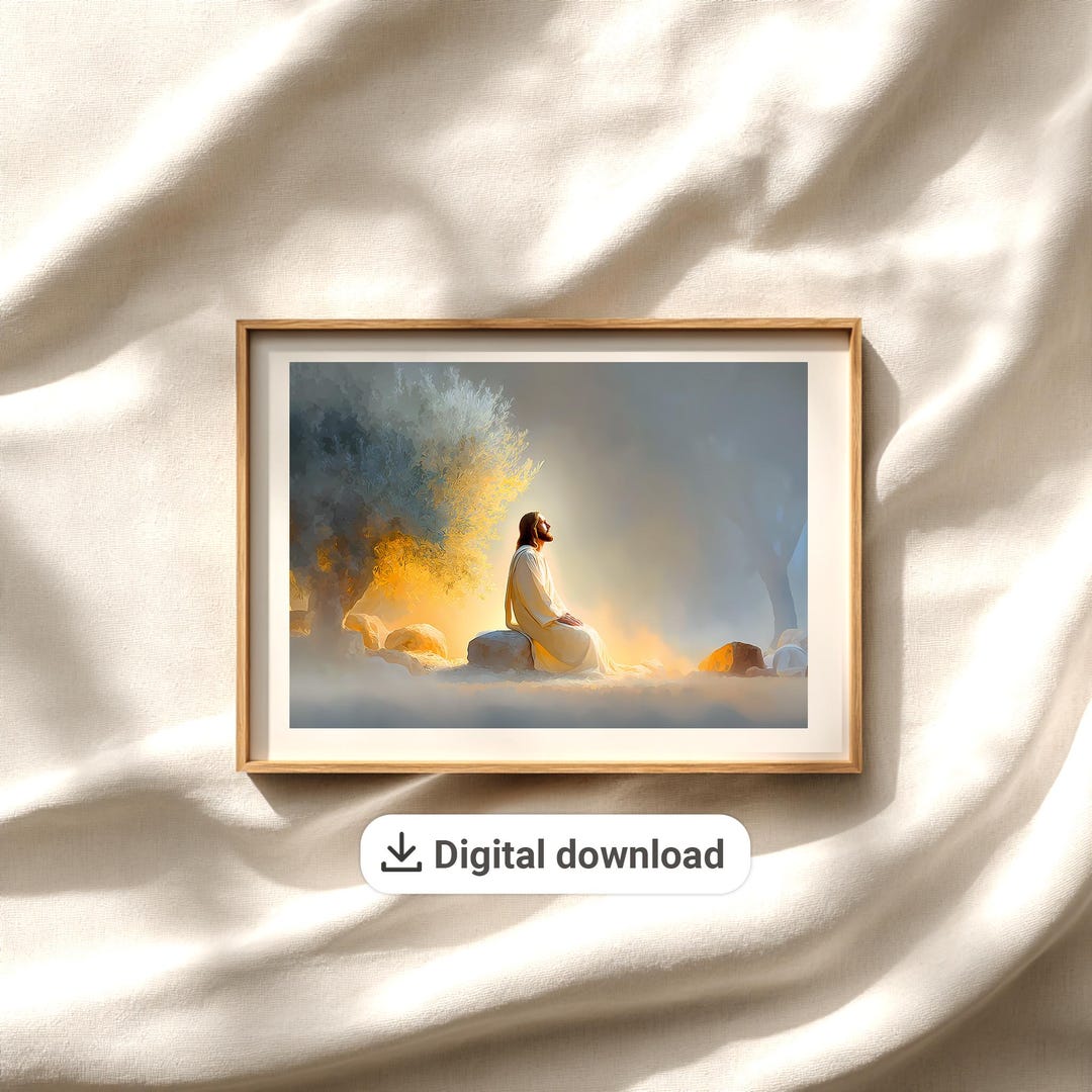 Garden of Gethsemane Wall Art – Jesus in Prayer Under the Olive Tree ...