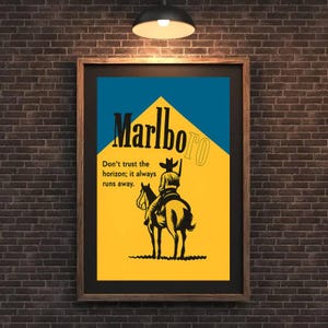Vintage Cigarette Western Poster Print - Rolled Posters, Tobacco Wall Art, Retro Marlboro Print, Cigarette Poster Marlboro, Cigarette Art,