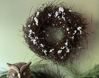 Small Angel Hair Vine Wreath | Snow Wreath | Fall Winter Door Decor |