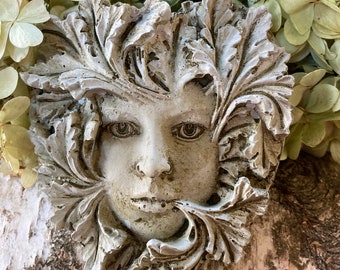 Greenman Green Woman Small Face Wall Plaque | Gardeners Gift | Valentine Gift | Handmade